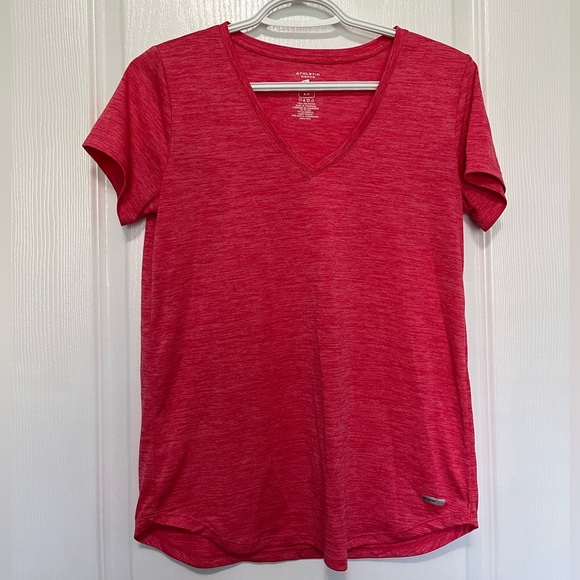 Hot pink Athletic Works v-neck T-shirt - Picture 1 of 3